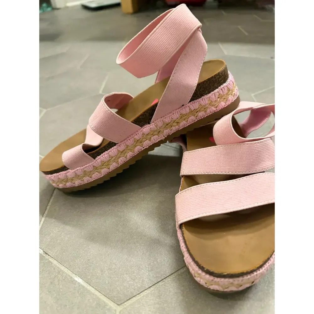 Girls Stylish Steve Madden Girls' Pink Platform Espadrille Sandals Size 2